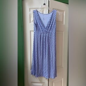 St. John's Bay Blue and White Geometric Maxi Dress